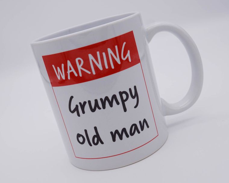 Warning Grumpy Old Man White Ceramic Mug Morning Cuppa Gifts