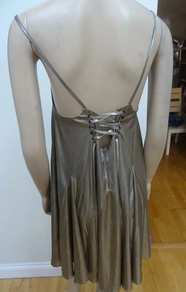 punk/rock chic/boBITCHING & JUNKFOOD ladies metallic lace back dress UK 8 10 12 BITCHING & JUNKFOOD