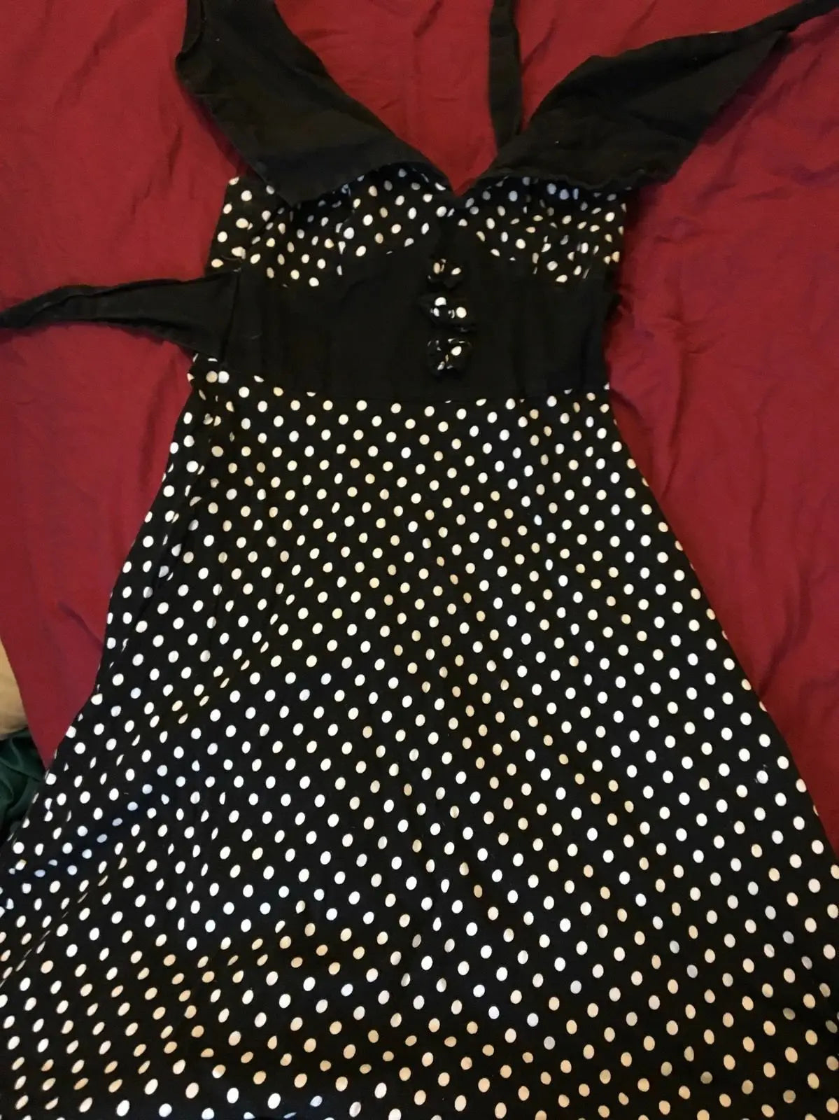 rockabilly dress-living dead souls dress, polka dot pattern halter neck .sIZE 10 Living Dead Souls
