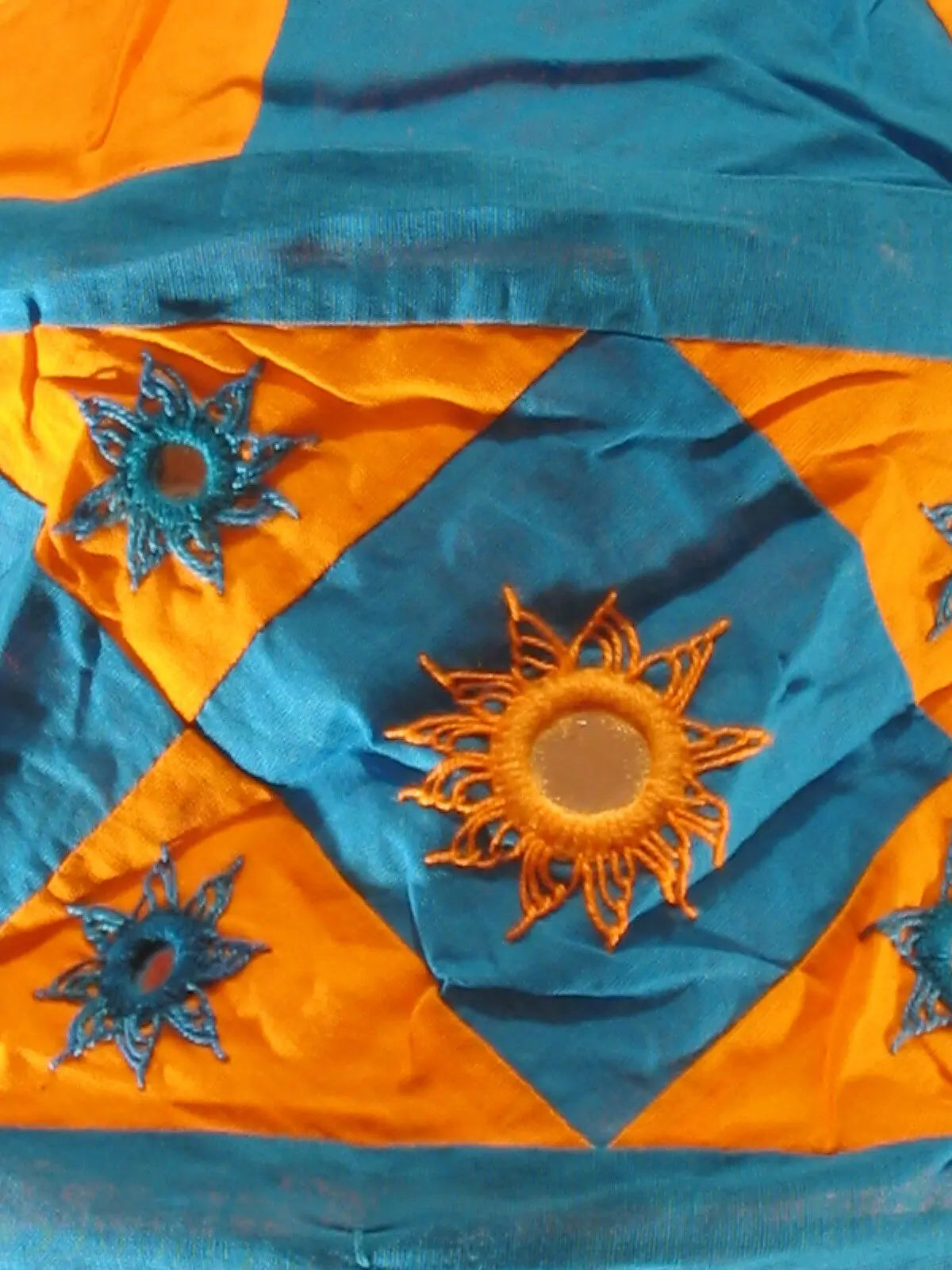 small 1 tier pendant style oriental cotton lampshade.shisha mirrors18" drop. Unbranded