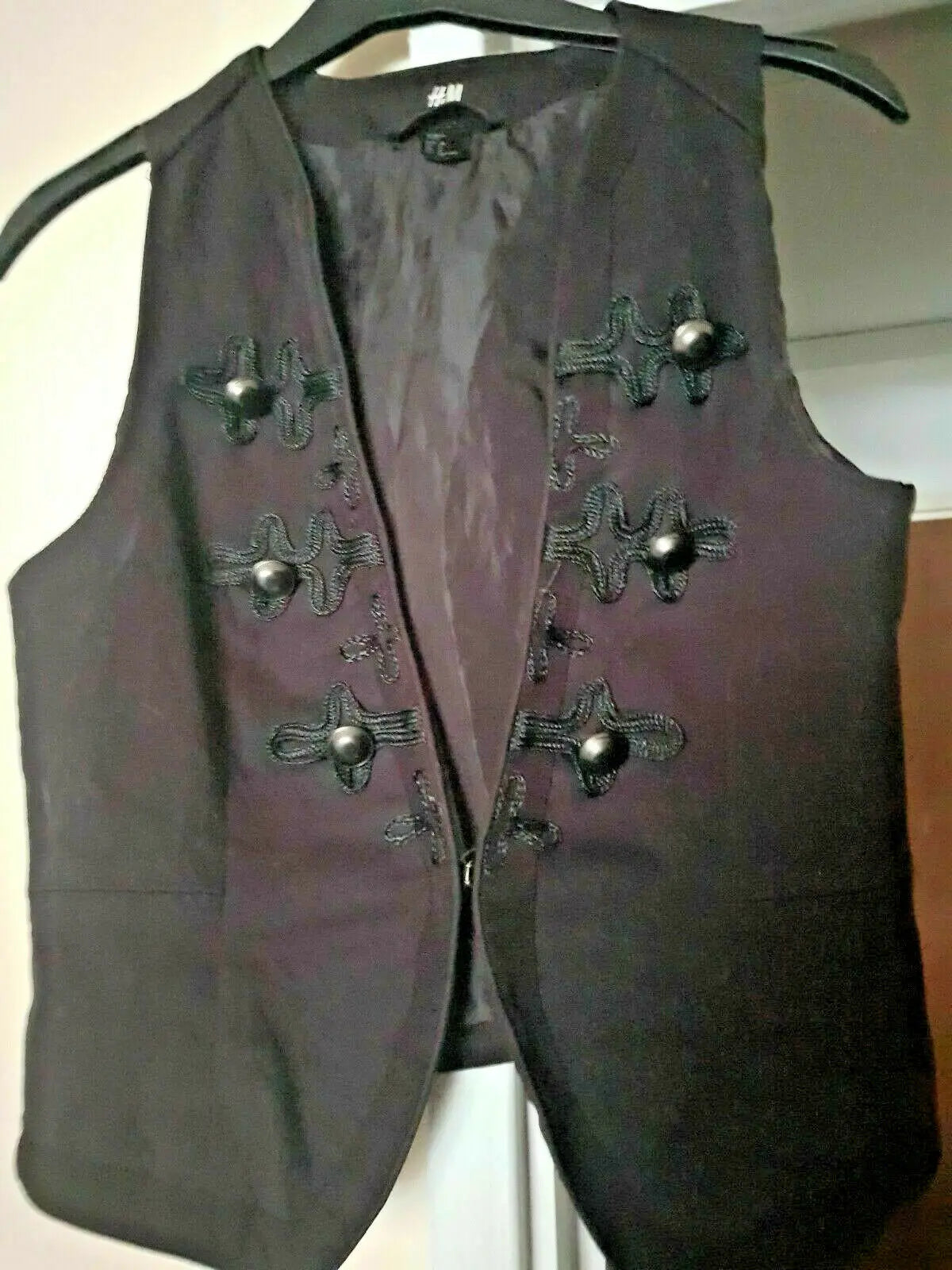 stunning black braided Womens gothic waistcoat.size small. H&M H&M