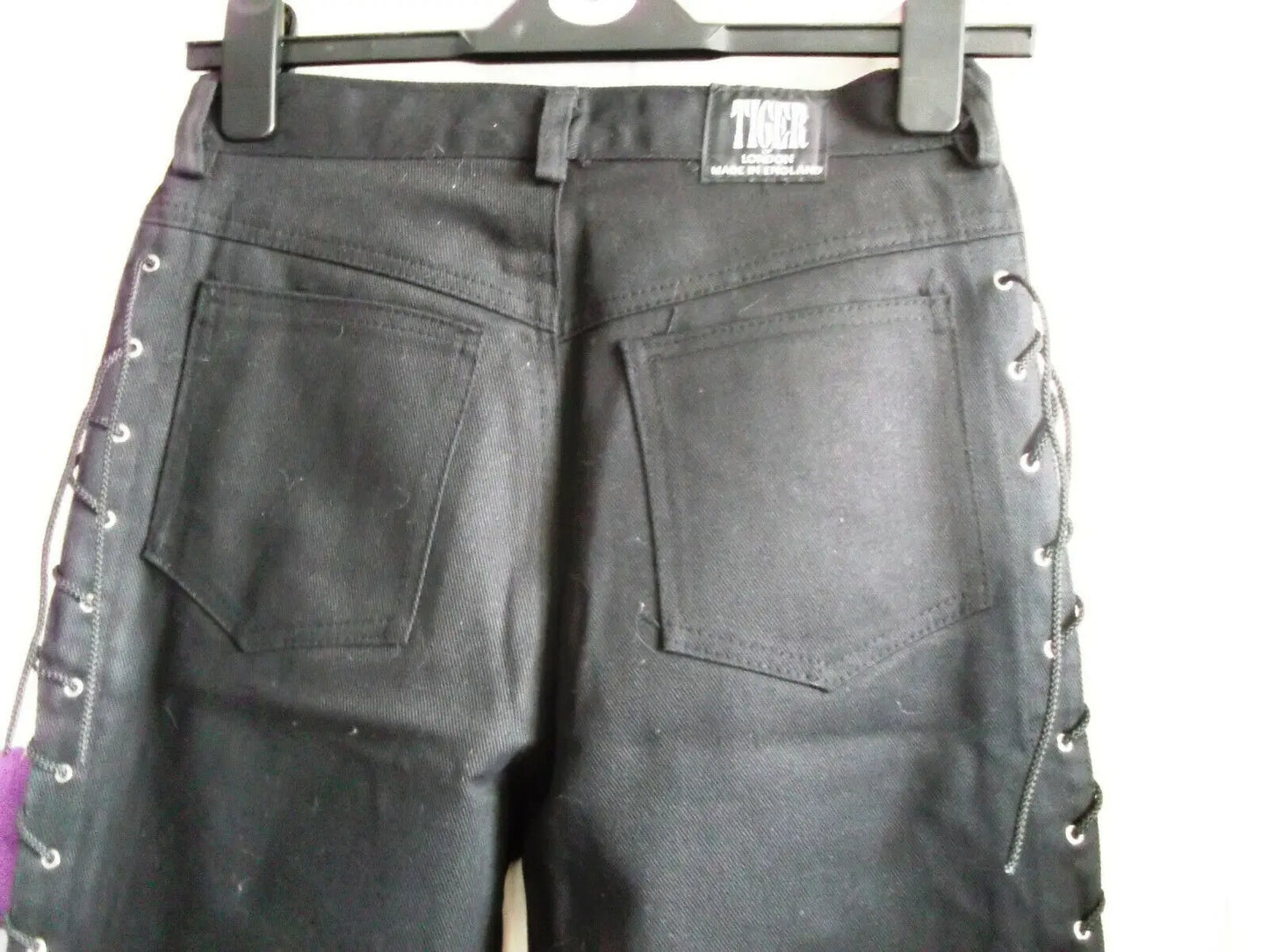 unisex punk tiger of london.black with lace up sides. new,with labels.28" waist Tiger of London
