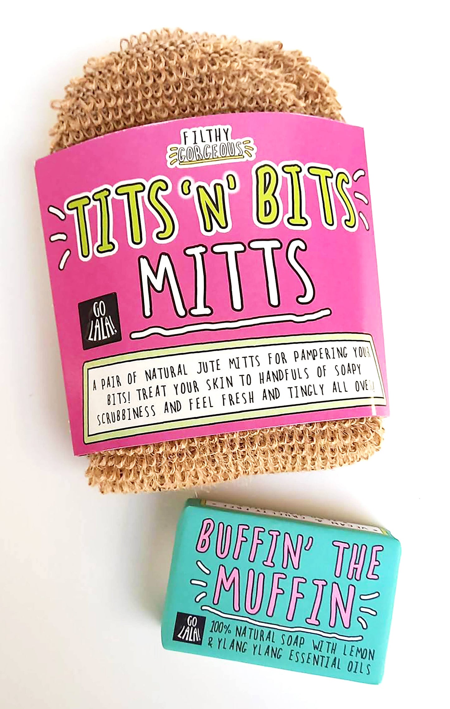 Tits 'n' Bits Mitts - Natural Jute Bath Mitts