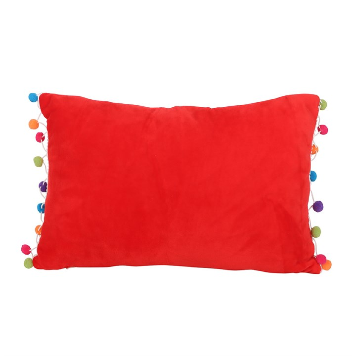 Red Holly Jolly Cushion with Pom Poms N/A