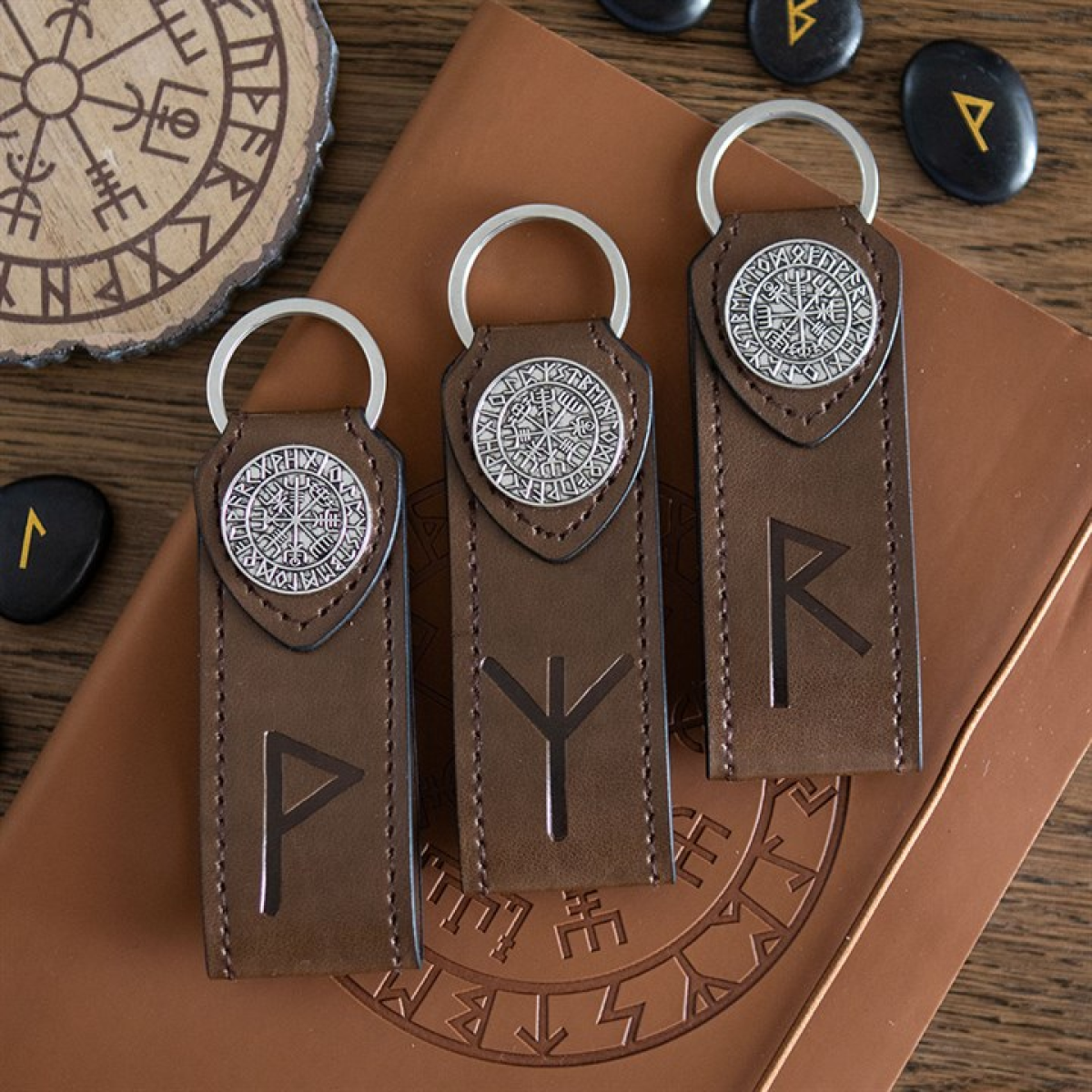 Journey Viking Rune Faux Leather Keyring N/A