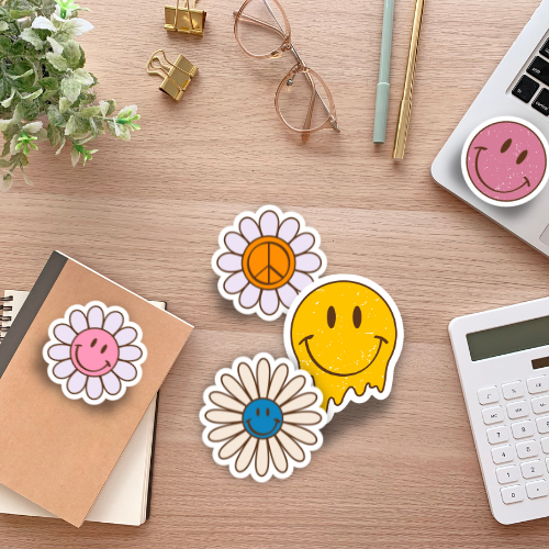 Retro Smile Face Sticker Bundle, Smiley Face Stickers Forest Crafts