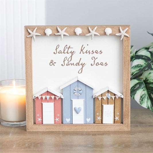 Salty Kisses 3D Shell Beach Hut Plaque N/A