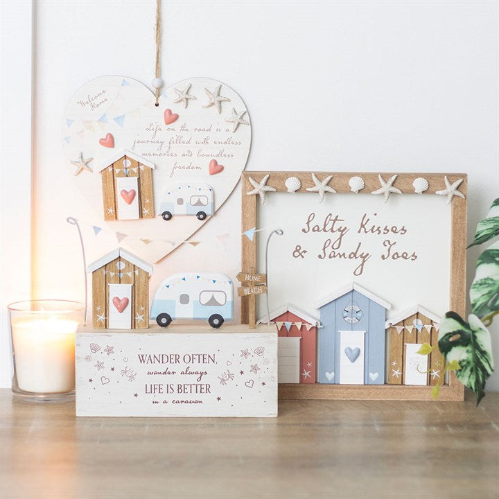 Wander Often Beach Hut Caravan Wooden Ornament N/A
