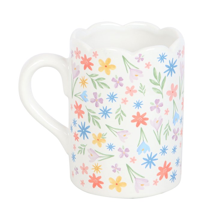 Spring Floral Print Scalloped Mug N/A