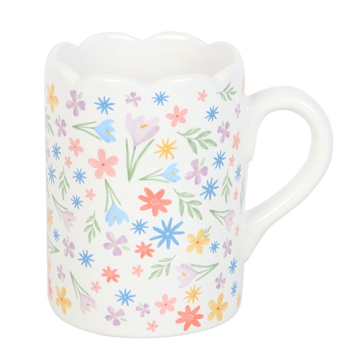 Spring Floral Print Scalloped Mug N/A