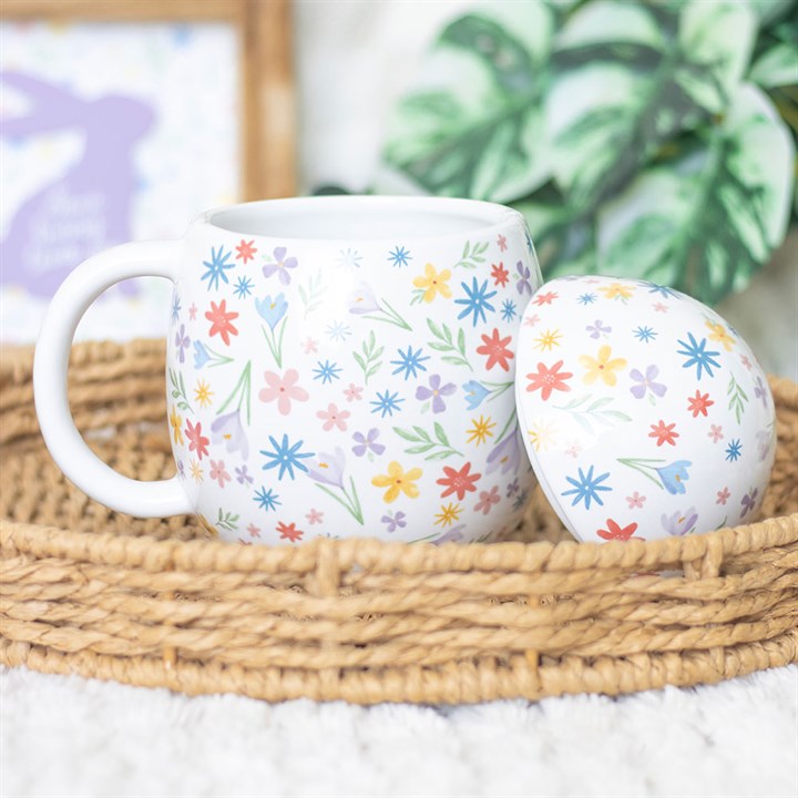 Spring Floral Print Egg Shaped Mug N/A