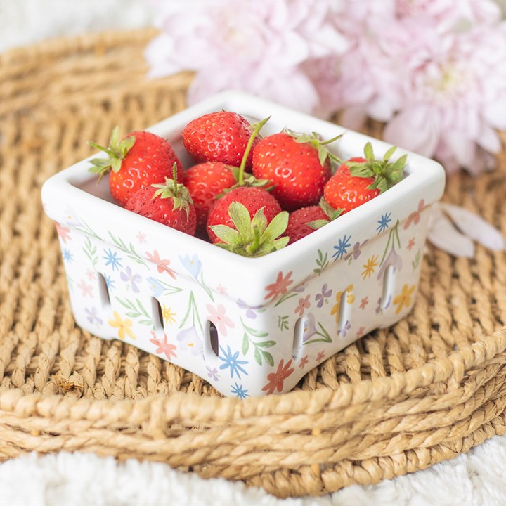 Spring Floral Print Ceramic Berry Basket N/A