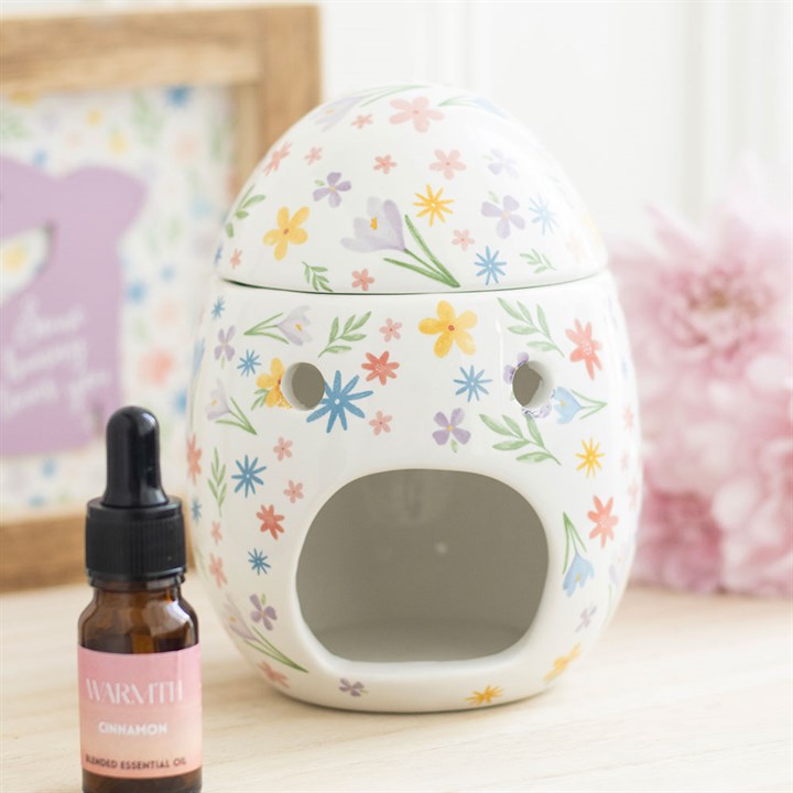 Spring Floral Print Egg Oil Burner and Wax Warmer N/A