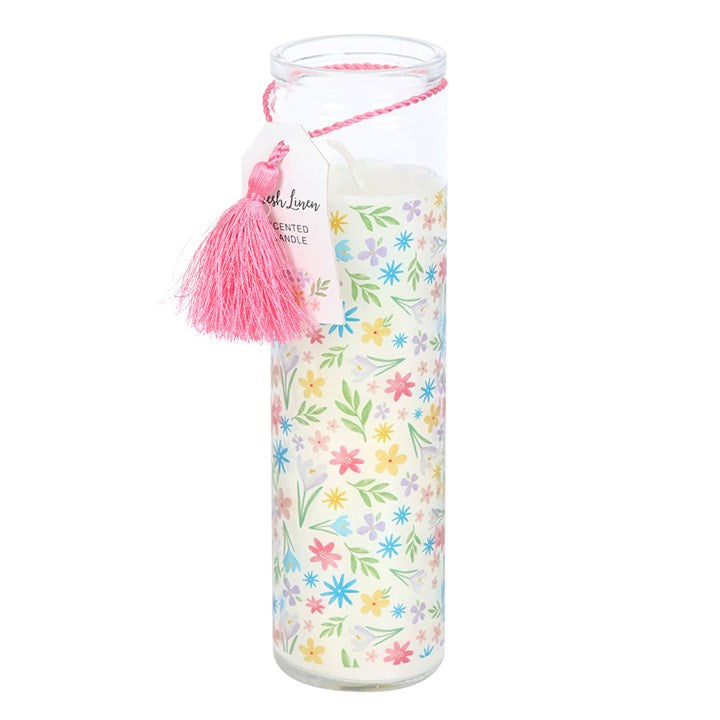 Spring Floral Print Fresh Linen Tube Candle N/A