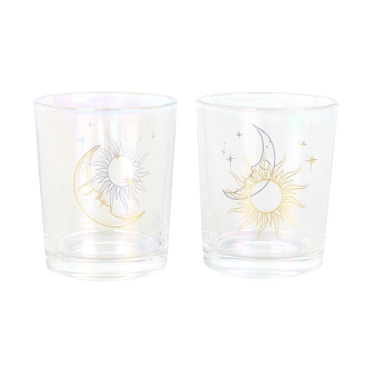 Iridescent Sun and Moon Votive Candle Holders N/A