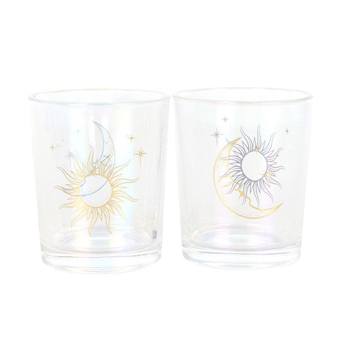 Iridescent Sun and Moon Votive Candle Holders N/A