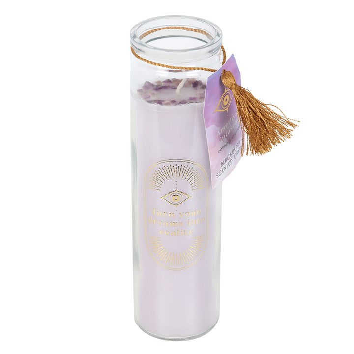 Blackberry Tube Candle with Amethyst Crystals N/A