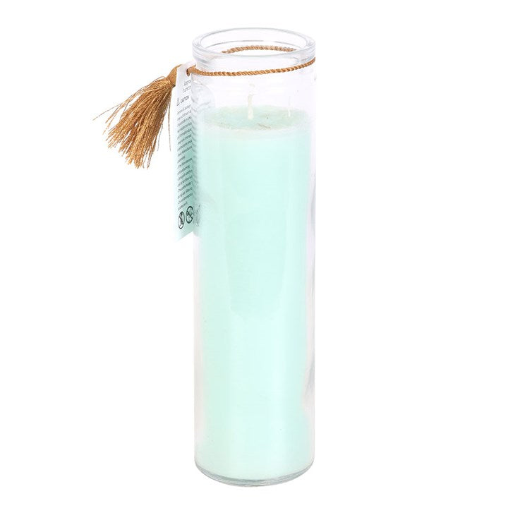 White Sage Tube Candle with Clear Quartz Crystals N/A