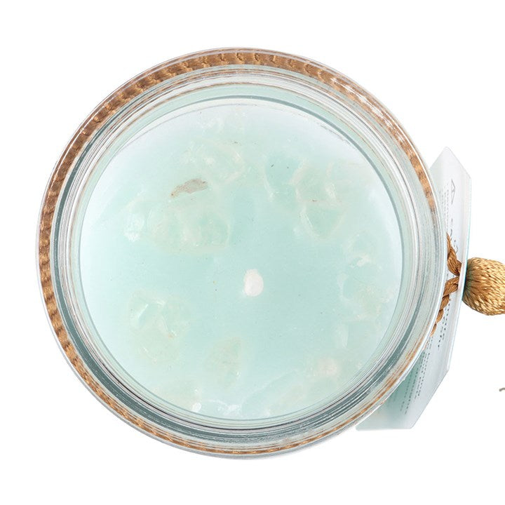 White Sage Tube Candle with Clear Quartz Crystals N/A