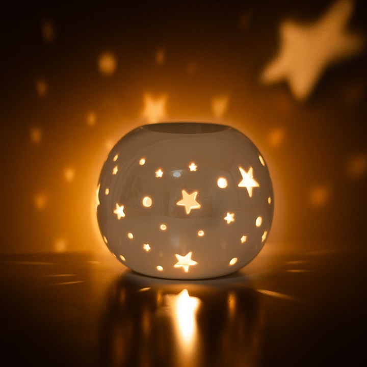 White Iridescent Star Oil Burner and Wax Warmer N/A