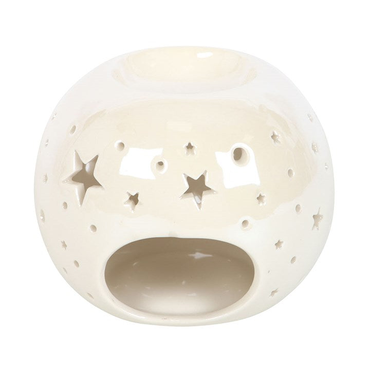 White Iridescent Star Oil Burner and Wax Warmer N/A