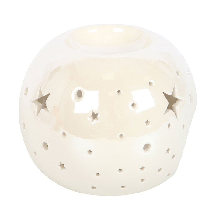 White Iridescent Star Oil Burner and Wax Warmer N/A