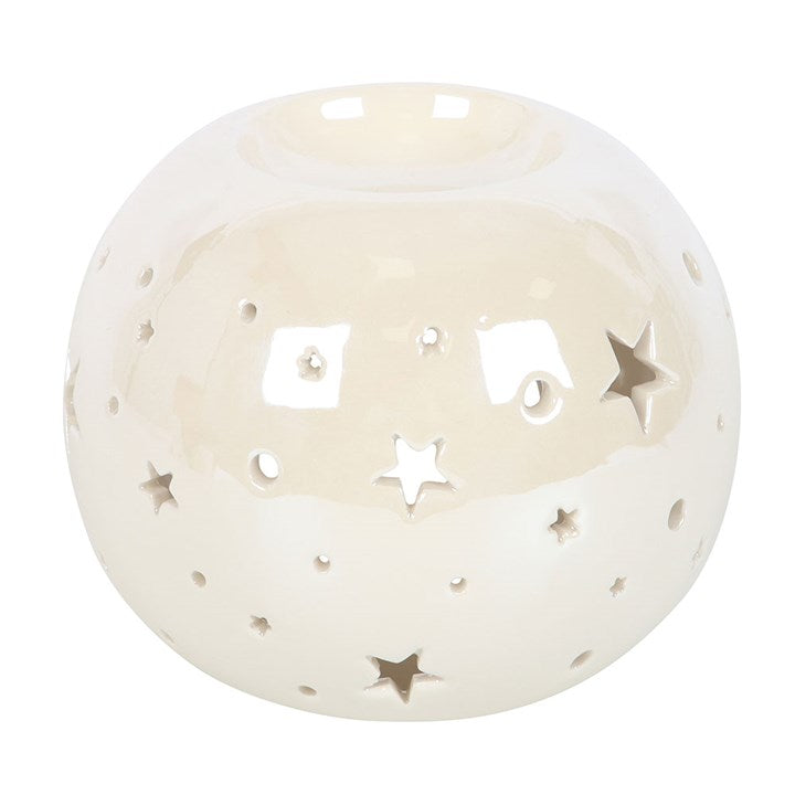 White Iridescent Star Oil Burner and Wax Warmer N/A