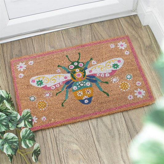 Natural Floral Bee Doormat N/A