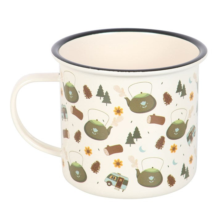 Camping Print Enamel Mug N/A