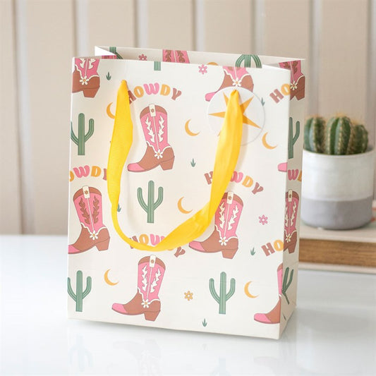 23cm Cowboy Boot Print Gift Bag N/A