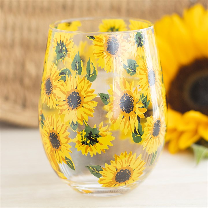 Sunflower Print Stemless Glass N/A