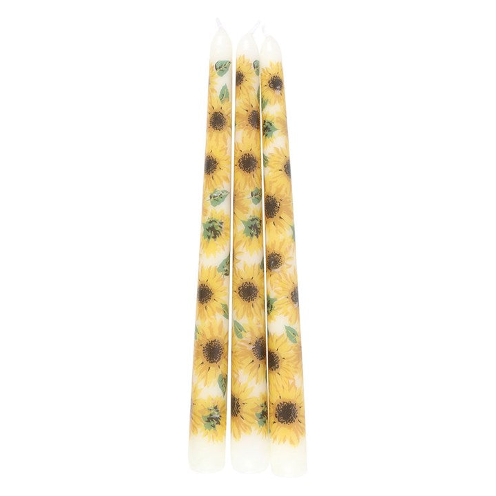Set of 3 Sunflower Taper Candles N/A