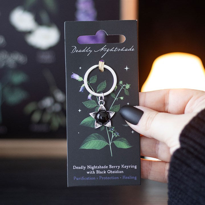 Deadly Nightshade Keyring with Black Obsidian N/A