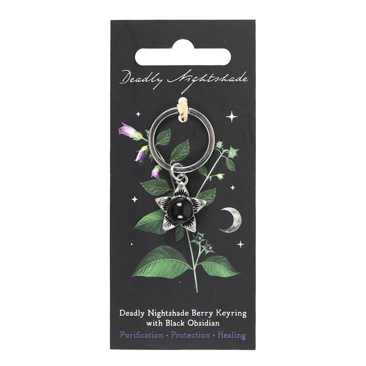 Deadly Nightshade Keyring with Black Obsidian N/A