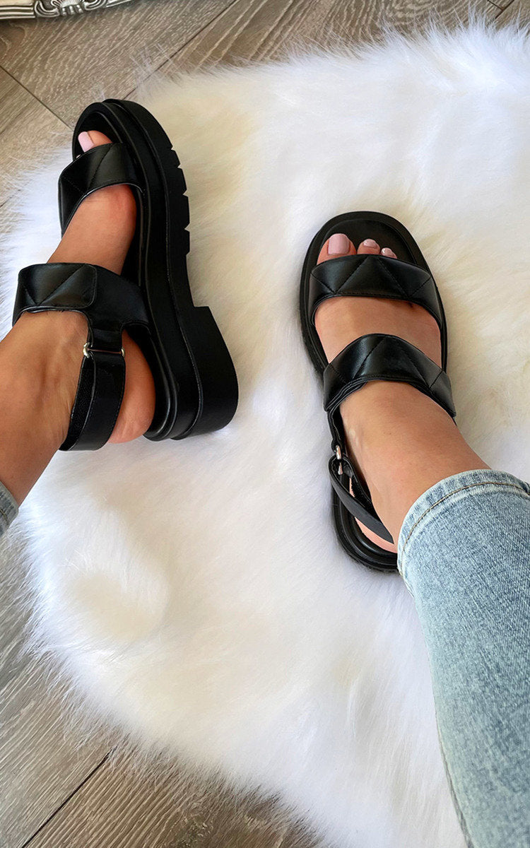 Velcro Strap Chunky Sandals Moda