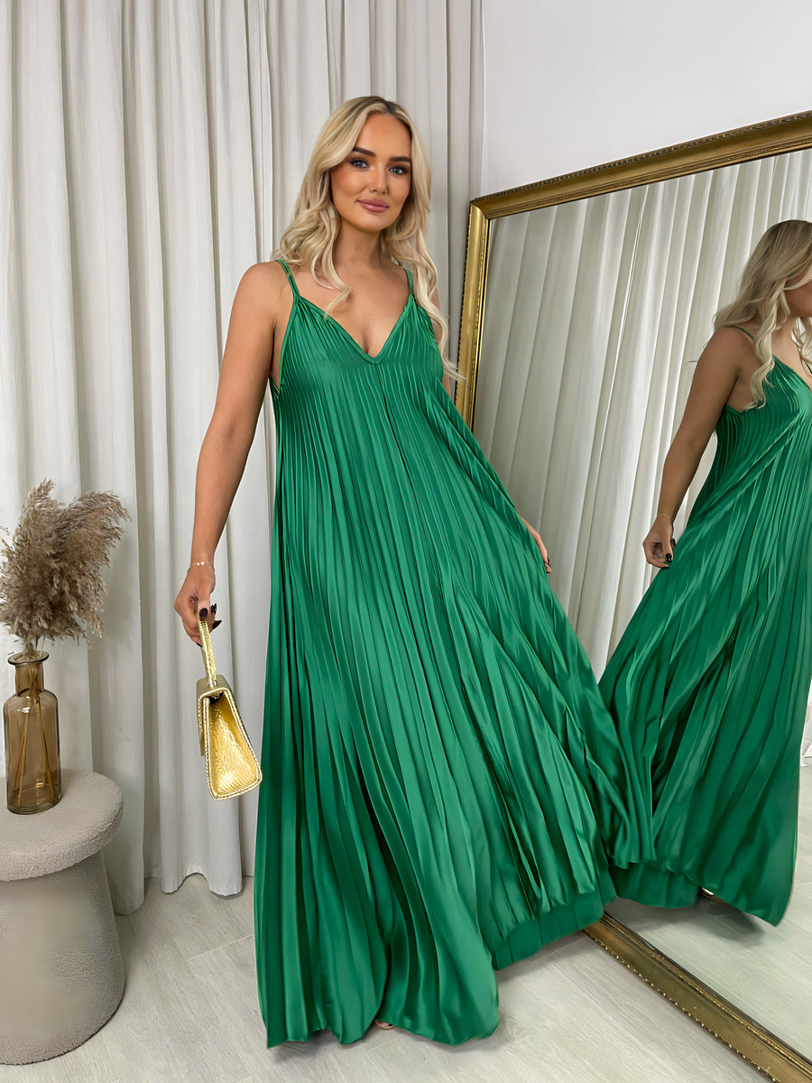 Pleated Strappy Maxi Dress Moda
