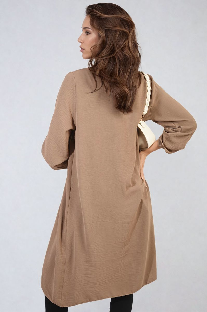 Open Front Knitted Long Cardigan Moda