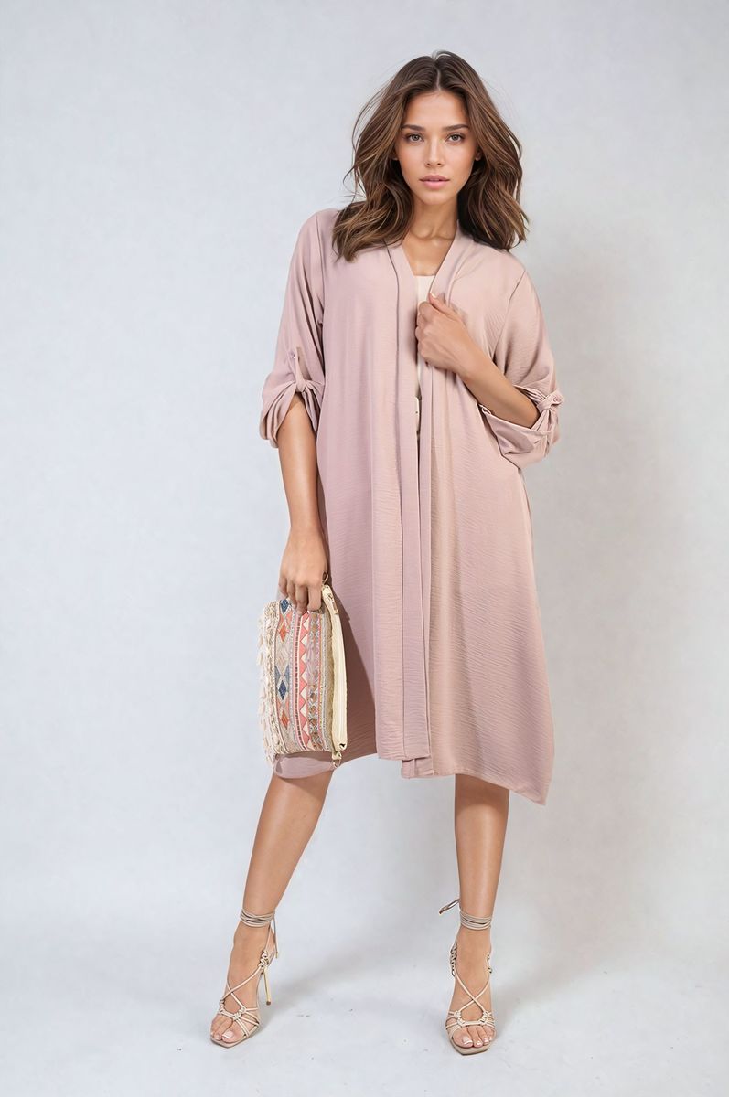 Open Front Knitted Long Cardigan Moda