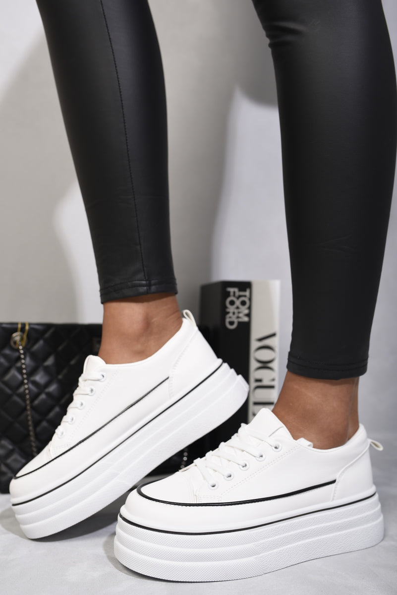 Platform Wedge Lace Up Trainers Moda