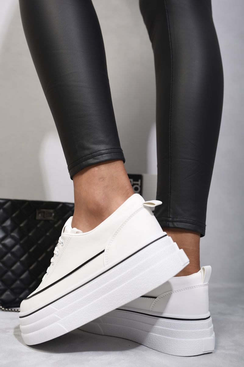Platform Wedge Lace Up Trainers Moda