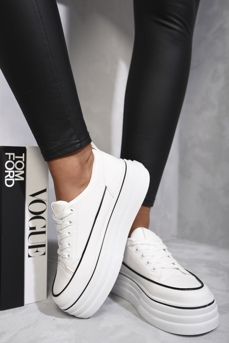 Platform Wedge Lace Up Trainers Moda