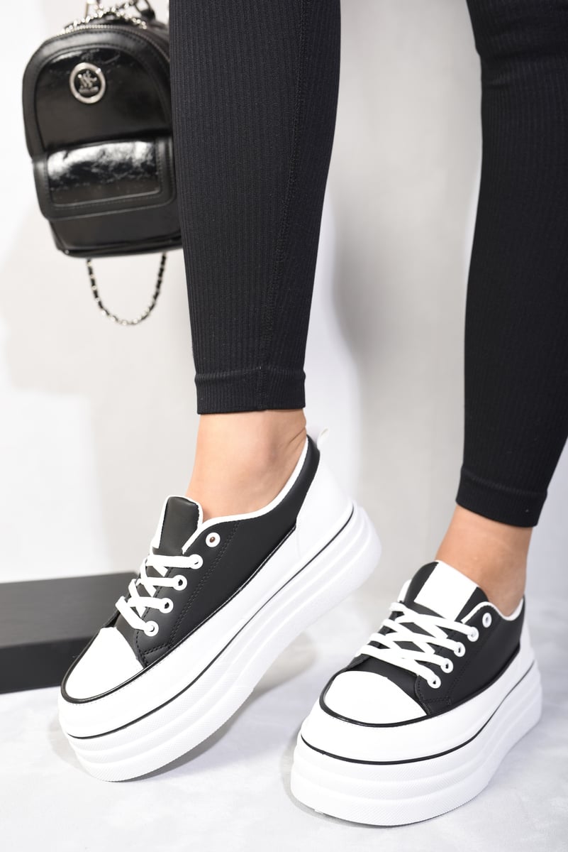 Platform Wedge Lace Up Trainers Moda