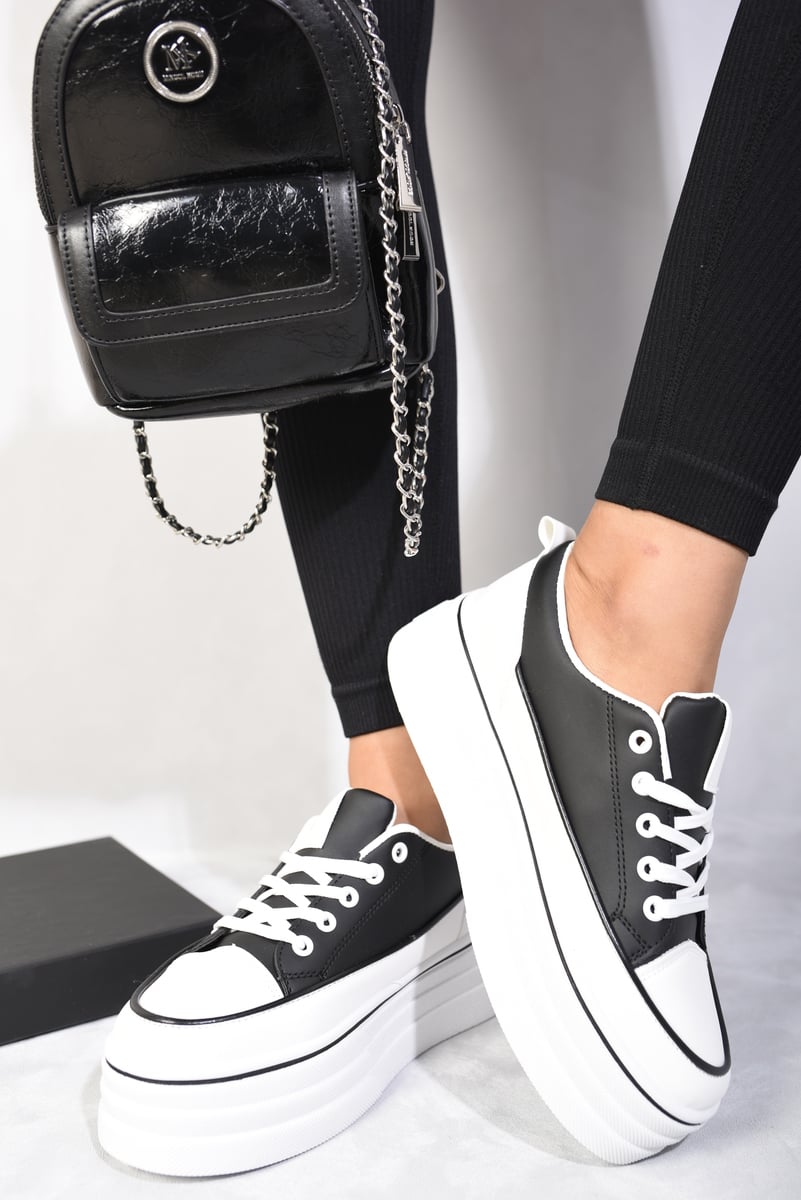 Platform Wedge Lace Up Trainers Moda