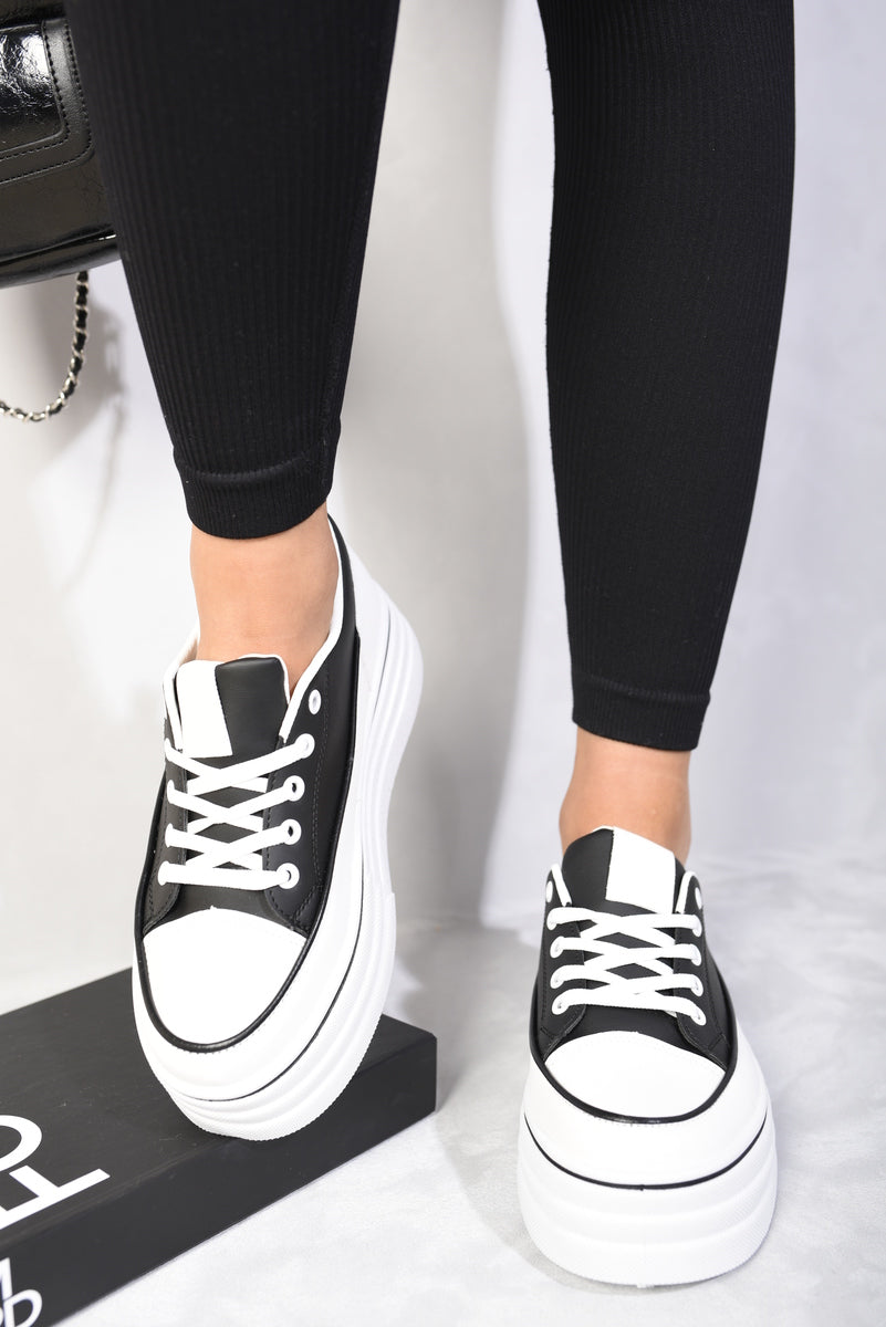 Platform Wedge Lace Up Trainers Moda