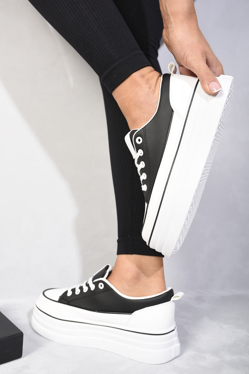 Platform Wedge Lace Up Trainers Moda