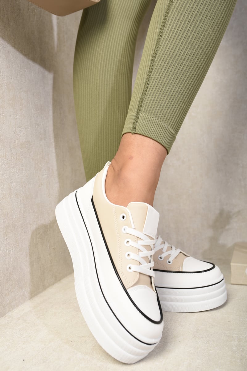 Platform Wedge Lace Up Trainers Moda