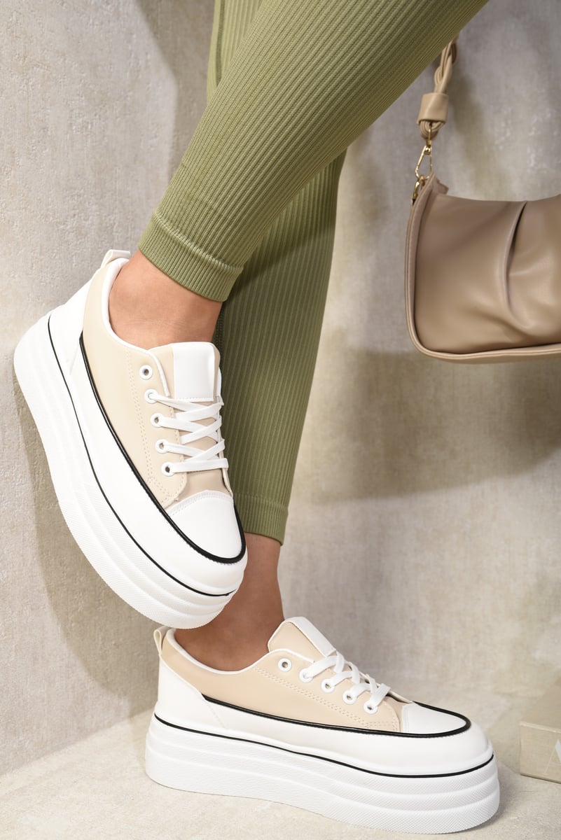 Platform Wedge Lace Up Trainers Moda