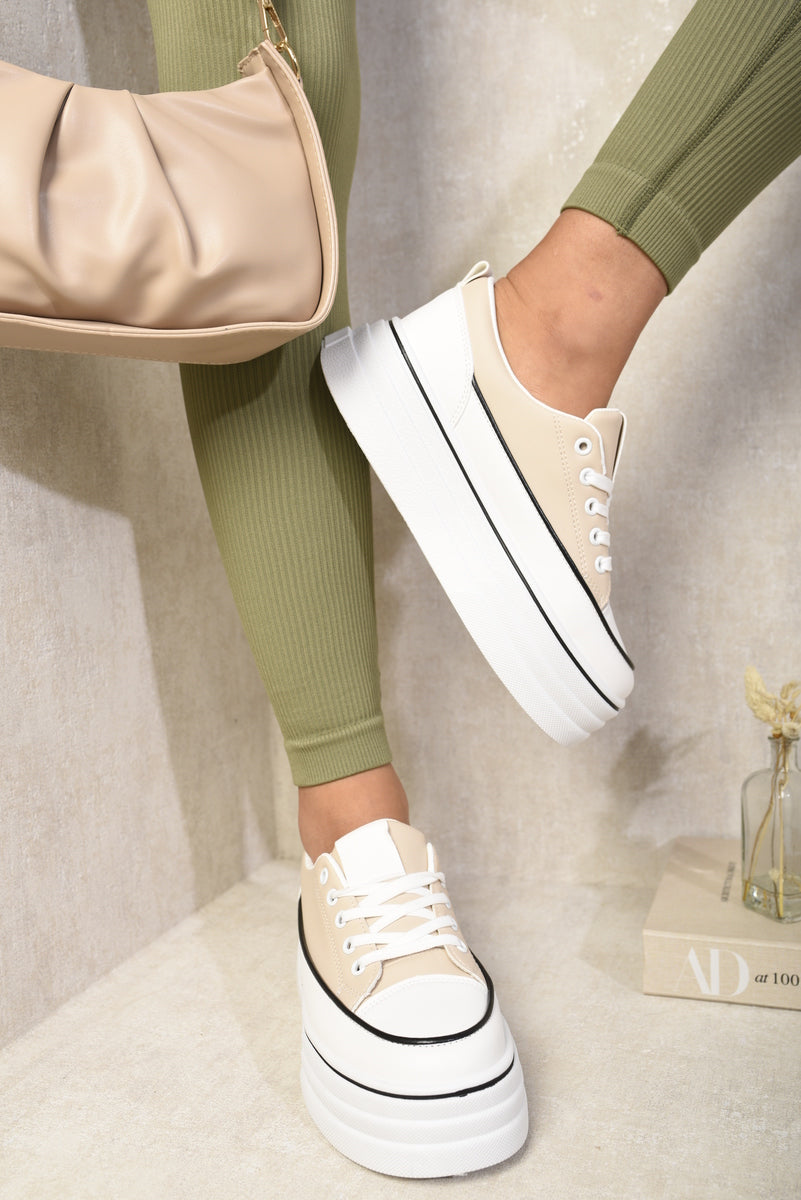 Platform Wedge Lace Up Trainers Moda
