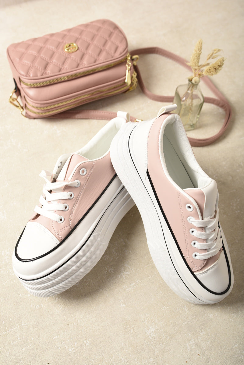 Platform Wedge Lace Up Trainers Moda