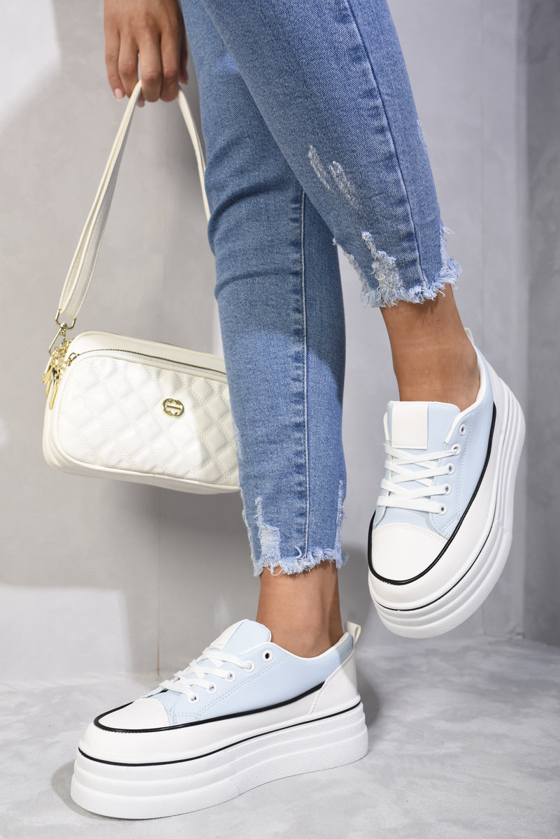 Platform Wedge Lace Up Trainers Moda